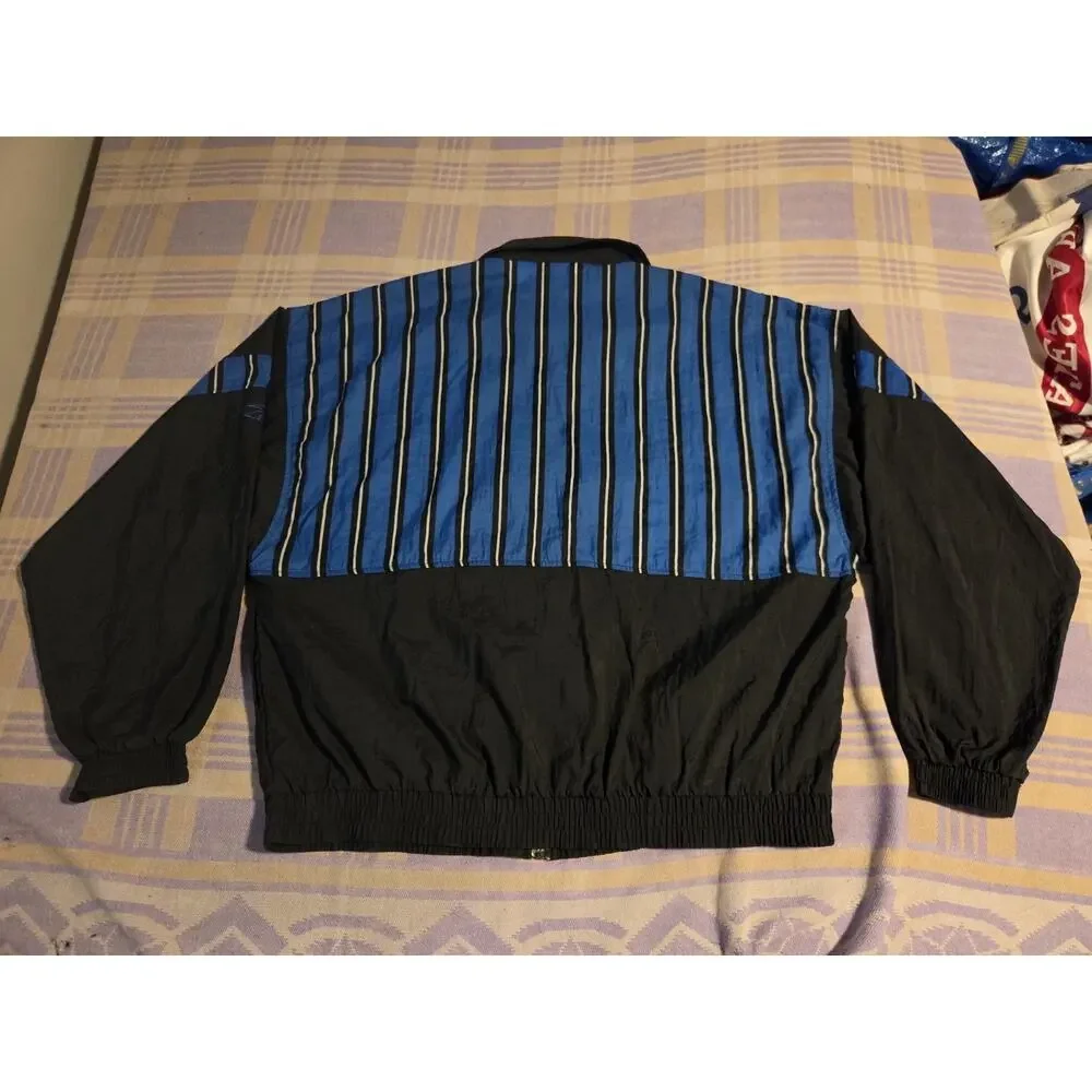 Vtg 90s Reebok Striped Windbreaker Jacket Rare Large Track Shaq Orlando Magic